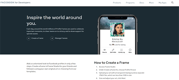 Facebook for Developers Frame Studio